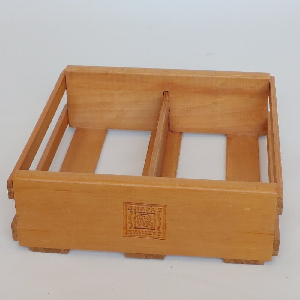 NAPA VALLEY Cassette Tape Holder DOUBLE RACK Wooden Storage Solution 24 Cassette